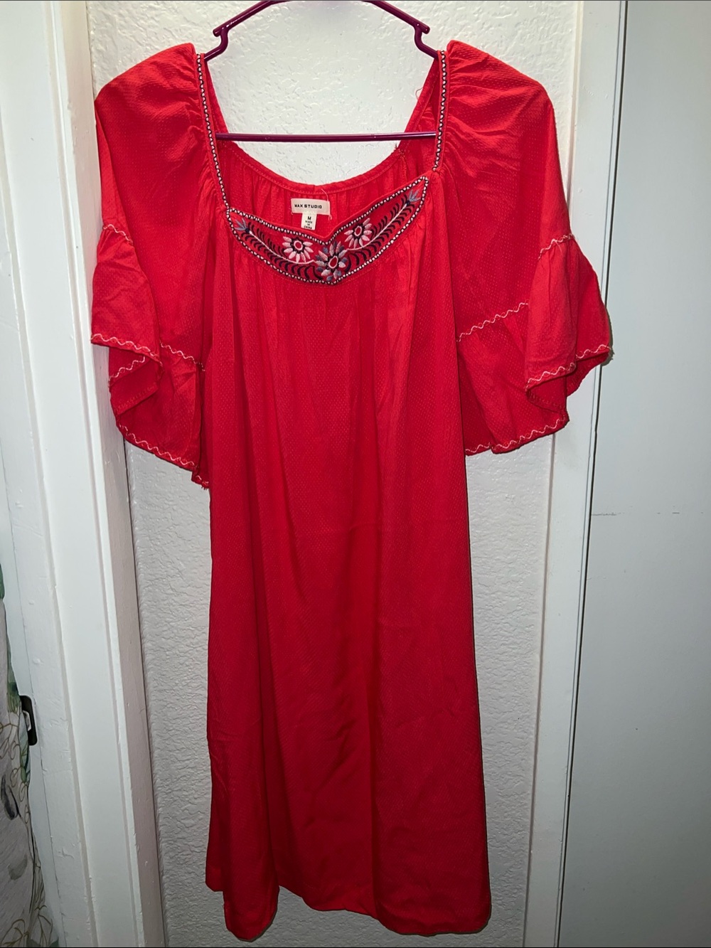 Max Studio Bright Red Embroidered Women's Dress